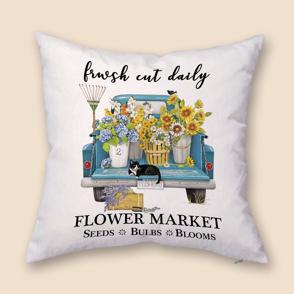 

Flower Print Cushion Cover Without Filler, Multicolor