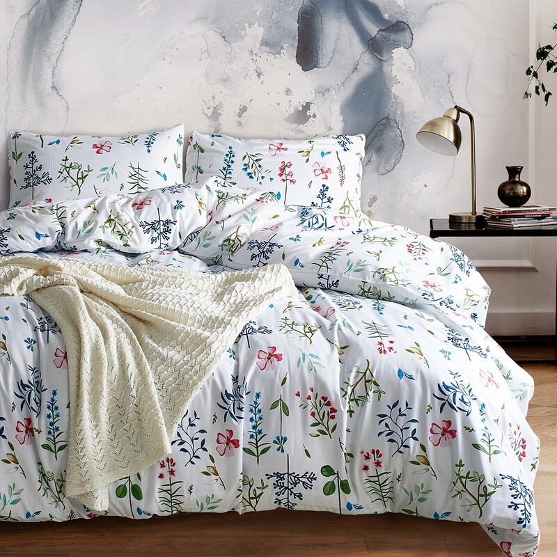 

Plant Print Duvet Cover Set Without Filler, Multicolor