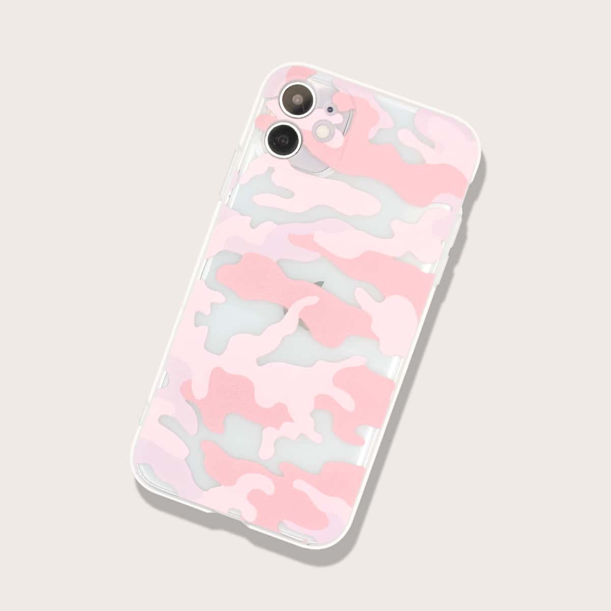 

Camo Clear iPhone Case, Clear baby pink