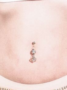 Barra de ombligo con diamante de imitación - Plateado - Ver 3