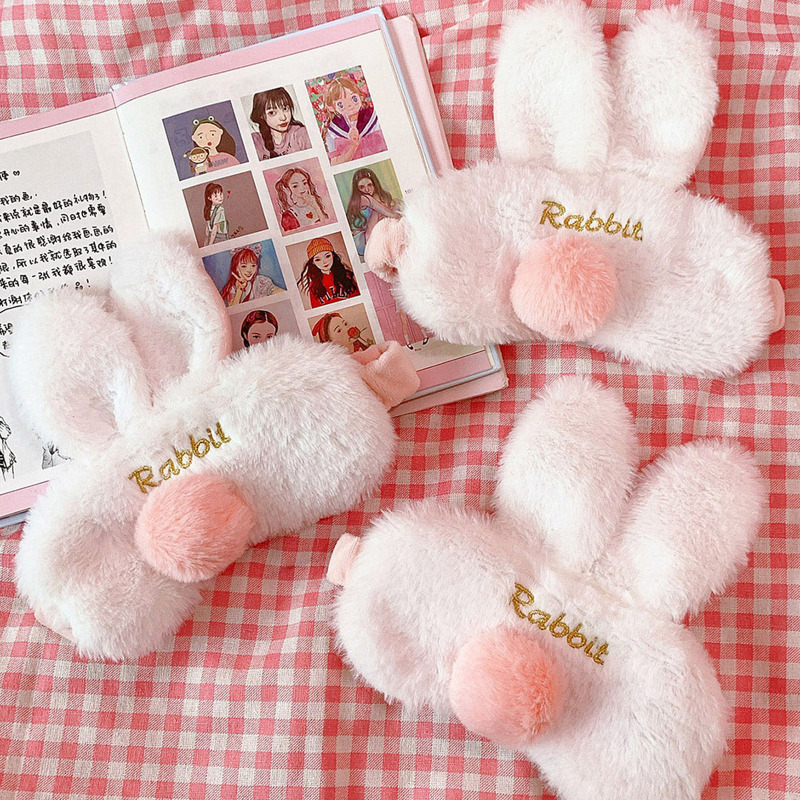 

1pc Fluffy Rabbit Eye Cover, Pink