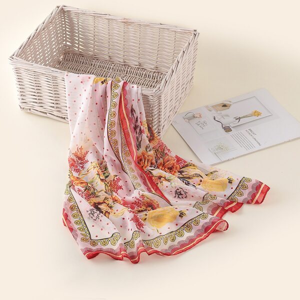 

Flower Pattern Scarf, Multicolor