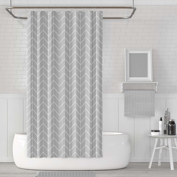 

Chevron Pattern Shower Curtain, Grey