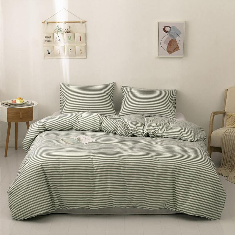 

Striped Pattern Duvet Cover Set Without Filler, Green
