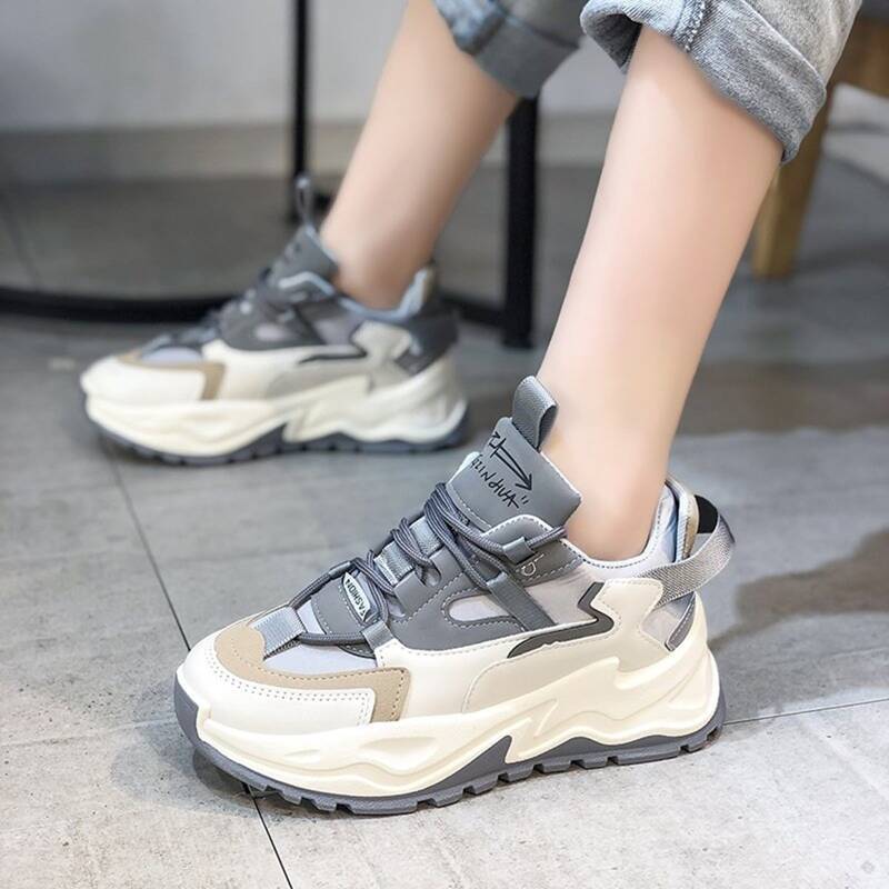 

Colorblock Lace-up Chunky Sneakers, Multicolor