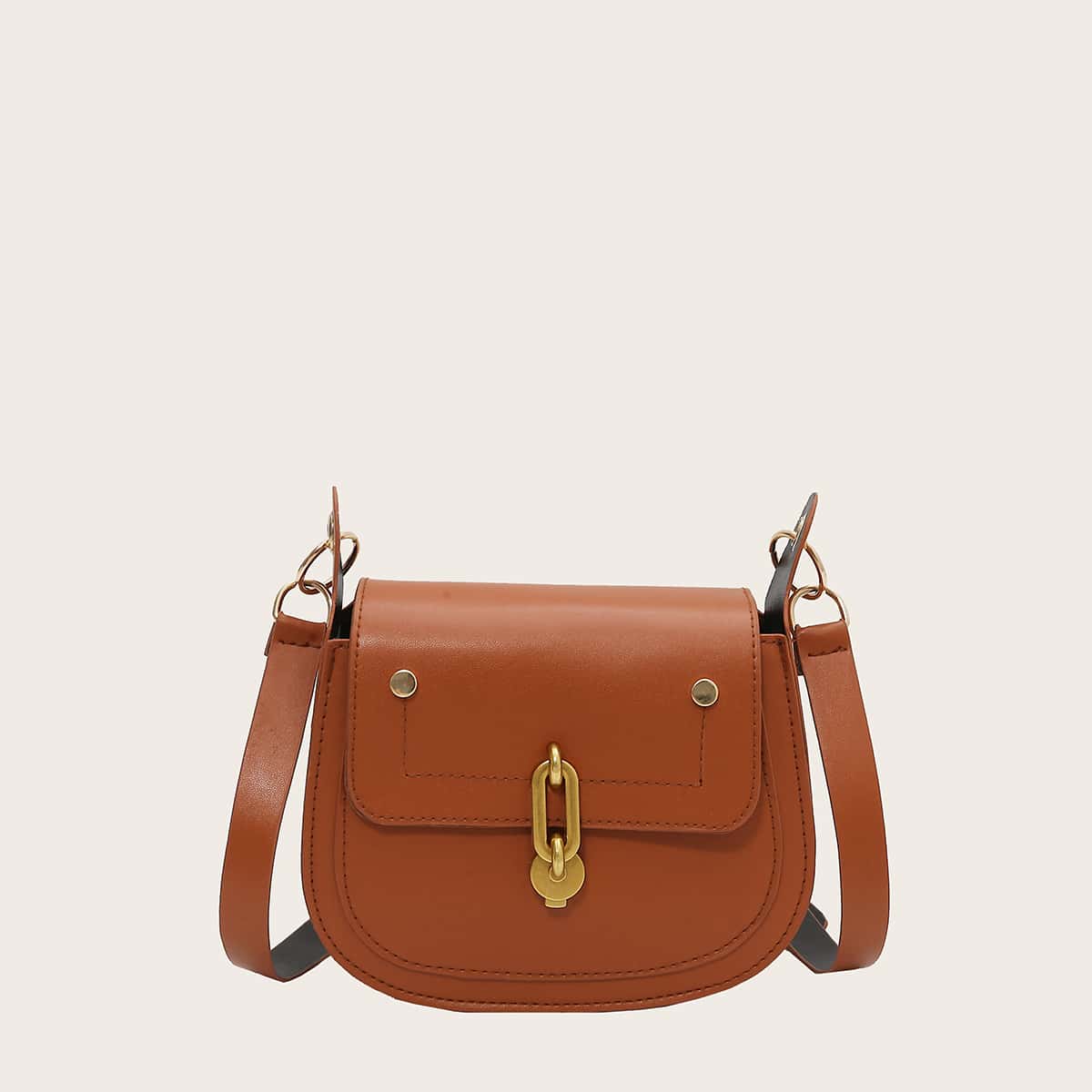 

Solid Flap Saddle Bag, Brown