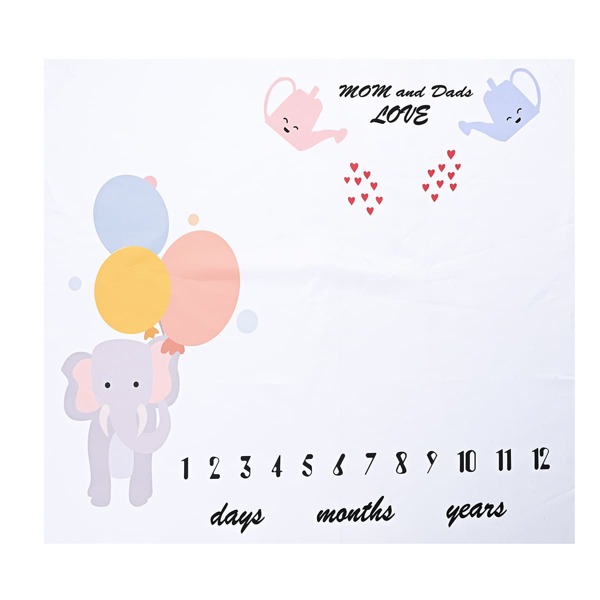 

Newborn Unisex Cartoon & Letter Graphic Photography Blanket, White