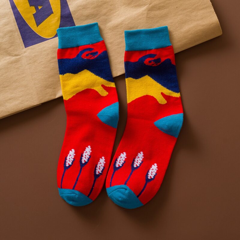 

1pair Colorblock Crew Socks, Multicolor