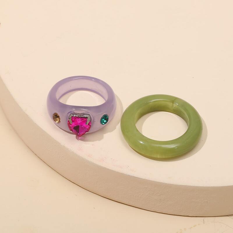 

2pcs Rhinestone Decor Ring, Multicolor