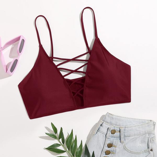 

Plus Crisscross Bikini Top, Burgundy