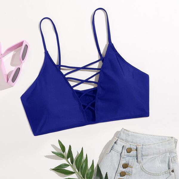 

Plus Crisscross Bikini Top, Blue