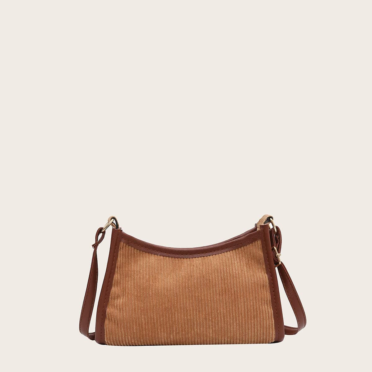 

Contrast Binding Crossbody Bag, Brown