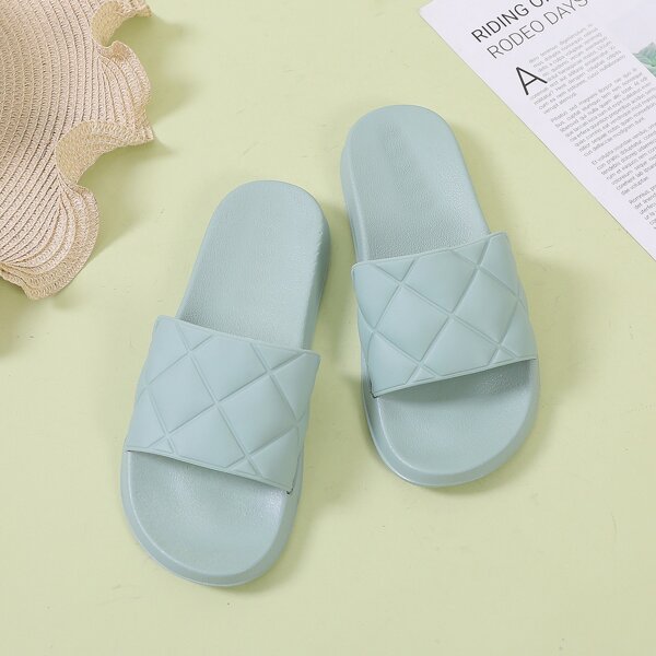 

Geometric Pattern Open Toe Slides, Mint green