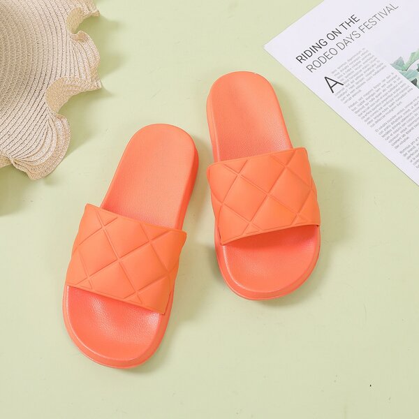

Geometric Pattern Open Toe Slides, Orange