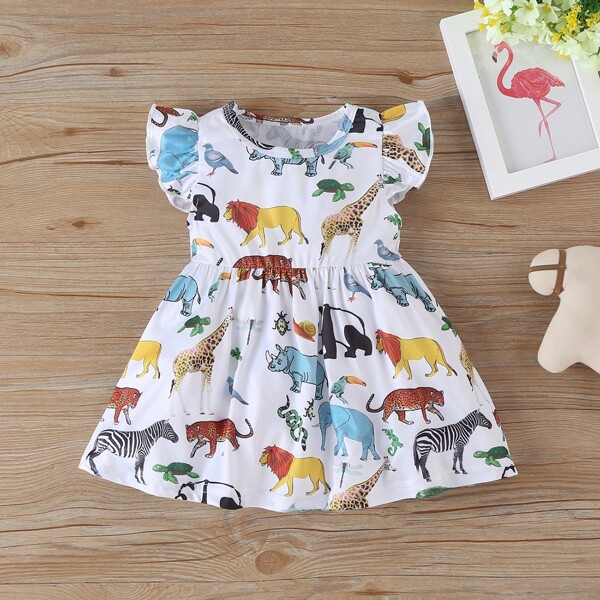 

Toddler Girls Cartoon Graphic Dress, Multicolor