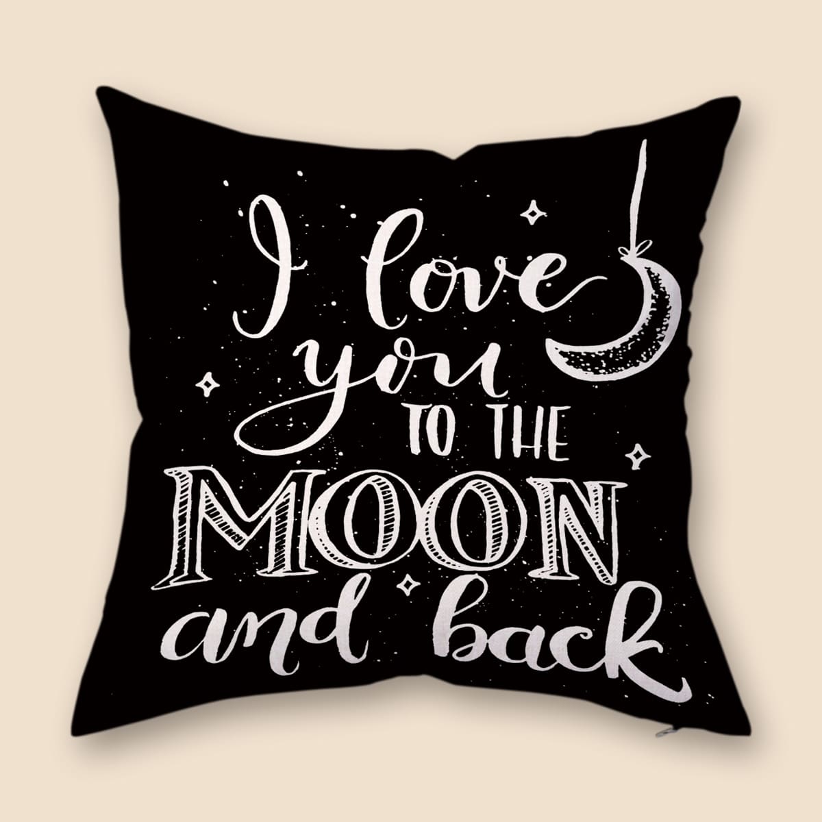 

Slogan Graphic Cushion Cover Without Filler, Black and white