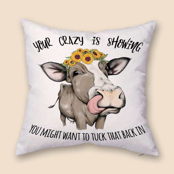 

Cow Print Cushion Cover Without Filler, Multicolor