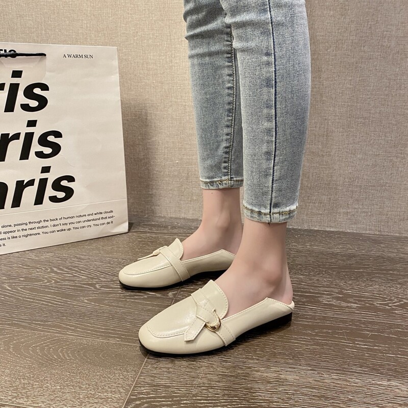 

Knot Buckle Flat Loafers, Apricot