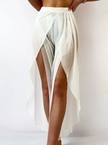 Sheer Mesh Beach Pants - White - View 1