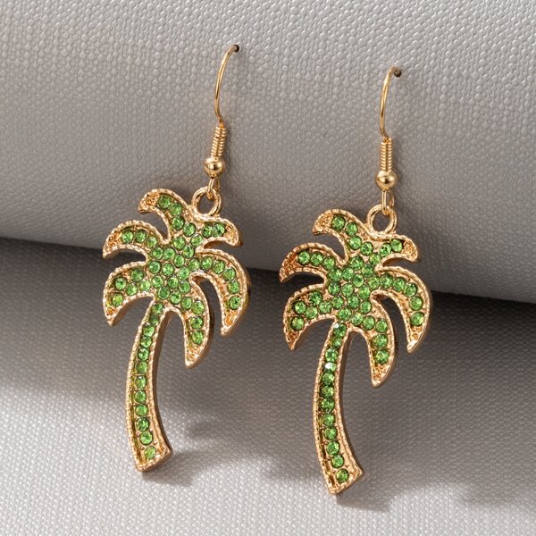 

Coconut Tree Design Drop Earrings, Gold