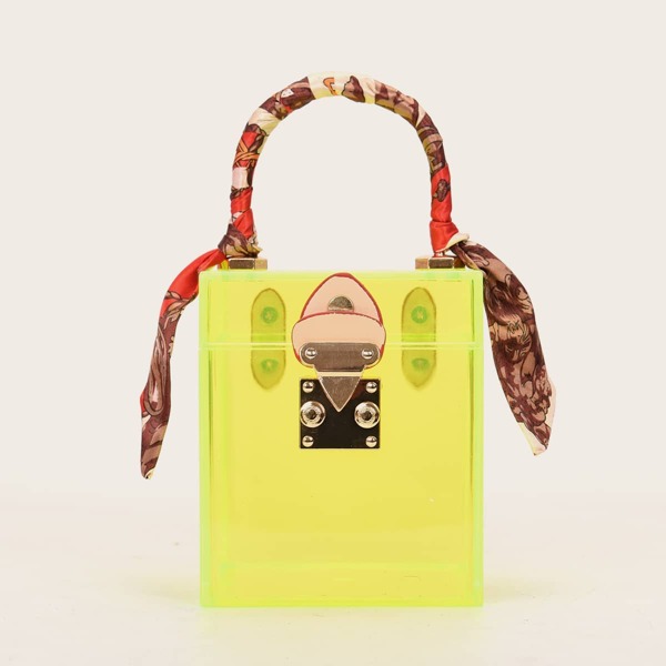 

Mini Twilly Scarf Decor Box Bag, Neon