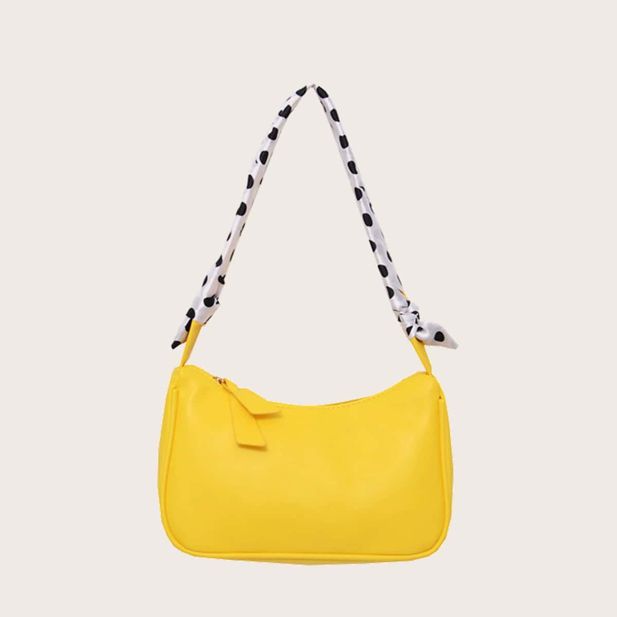 

Polka Dot Strap Baguette Bag, Yellow