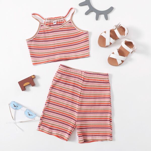 

Toddler Girls Striped Cami Top With Shorts, Multicolor