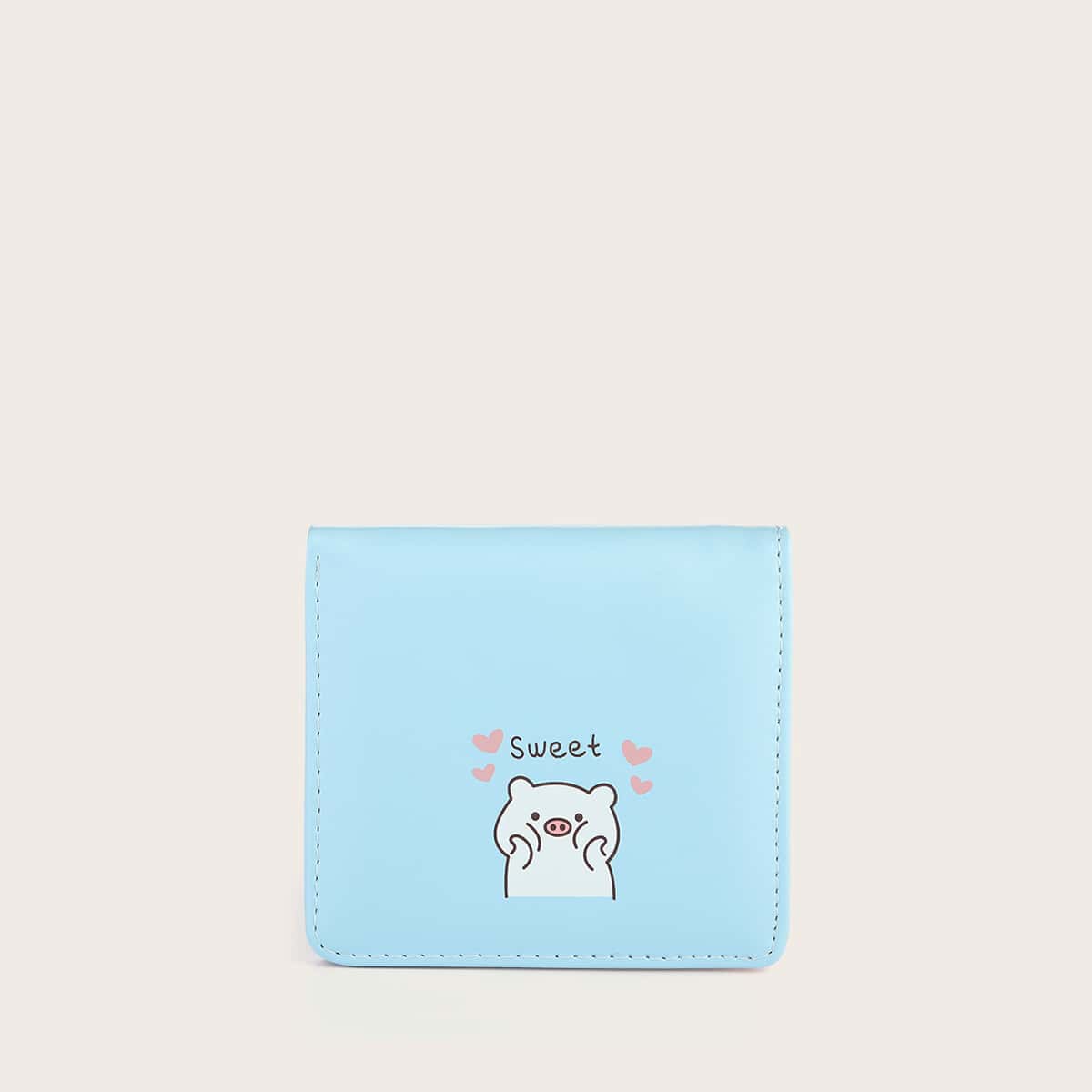

Cartoon Pig Short Purse, Baby blue