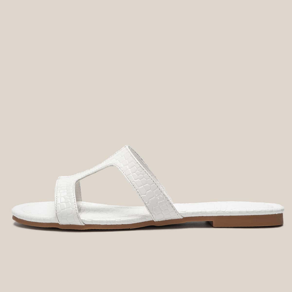 

Croc Embossed Slide Sandals, White