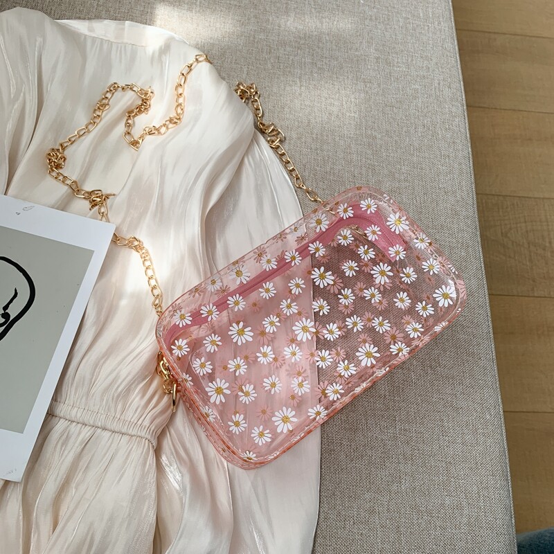 

Daisy Clear Crossbody Bag, Clear baby pink