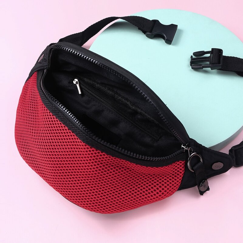 

Solid Mesh Fanny Pack, Rose red
