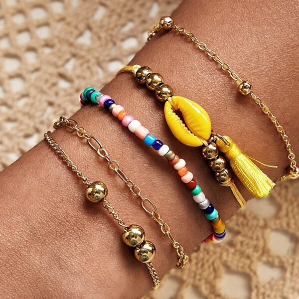 

5pcs Shell Decor Anklet, Multicolor