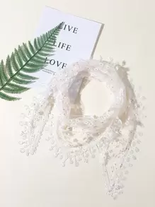 Pañuelo transparente con estampado de flor - Blanco - Ver 1