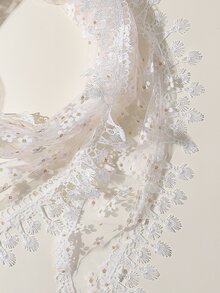 Pañuelo transparente con estampado de flor - Blanco - Ver 4