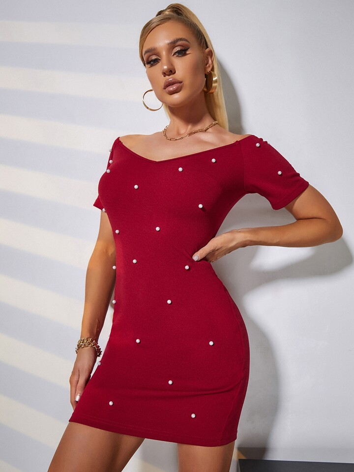 Our Pearl Beaded Bodycon Dress is such a vibe - ROMWE