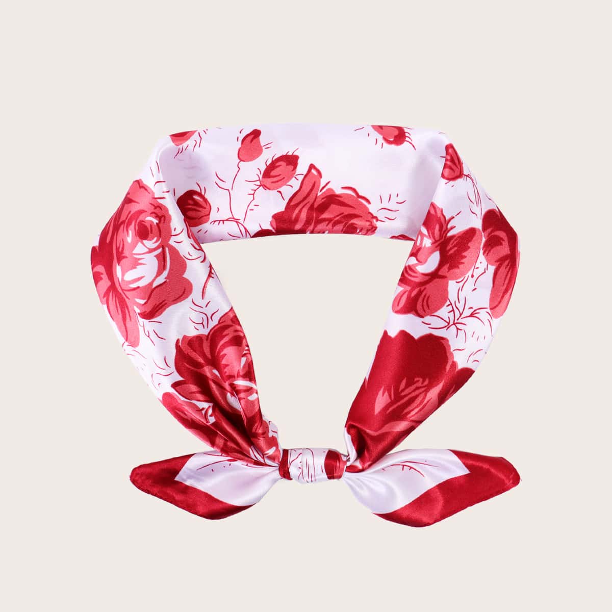 

Floral Print Bandana, Red and white