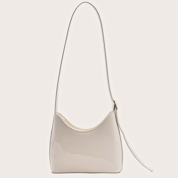 

Patent Bucket Bag, White