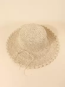 Sombrero solar ribete en abanico - Beis - Ver 1