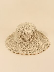 Sombrero solar ribete en abanico - Beis - Ver 3