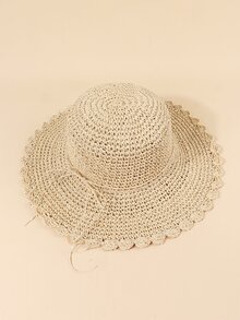 Sombrero solar ribete en abanico - Beis - Ver 4