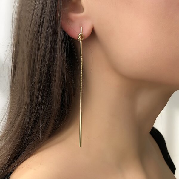 

Minimalist Metal Bar Earrings, Gold