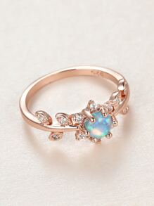 Opal Stone Detail Ring - Rose Gold - View 2