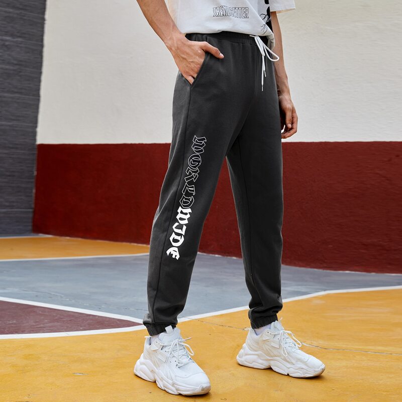 

Guys Letter Graphic Sweatpants, Black