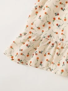 SHEIN Toddler Girls 1pc Ditsy Floral Ruffle Hem Bow Cami Dress - Apricot - View 6