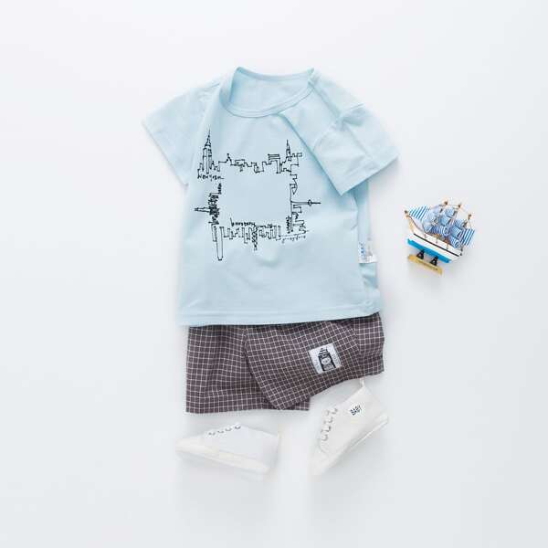 

Toddler Boys Graphic Tee & Plaid Shorts Set, Multicolor
