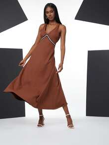 SHEIN Striped Tape Front Tied Backless Dress