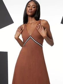SHEIN Striped Tape Front Tied Backless Dress