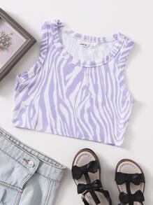 SHEIN Chaleco de rayas cebra para niñas - Multicolor - Ver 1