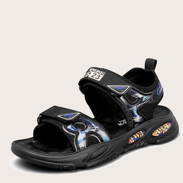 

Boys Double Velcro Strap Sandals, Black