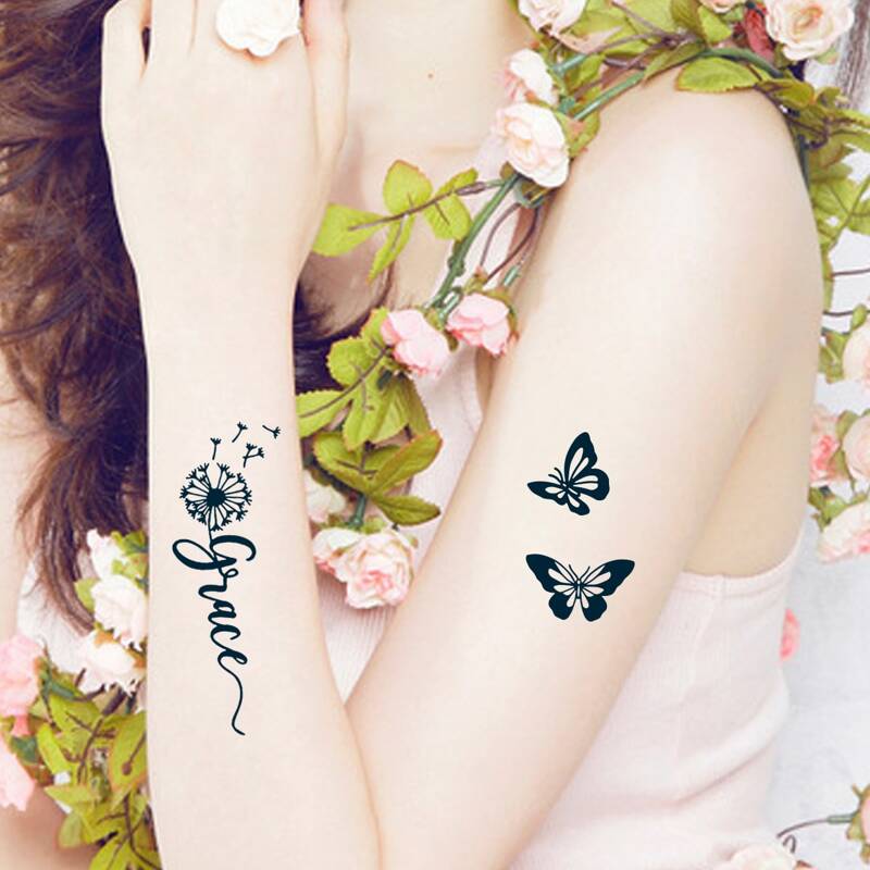 

1sheet Butterfly & Flower Pattern Tattoo Sticker, Blue